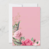 バラ金ゴールドピンクセージグリーンフローラ結婚ズ 招待状 (裏面)