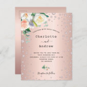 バラ金ゴールドピンクダイヤモンドフローラグラマ結婚ラス ポストカード (正面/裏面)