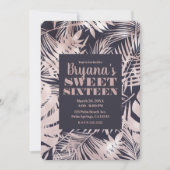 バラ金ゴールドピンクダークトロピカルパームスウィート16 招待状 (正面)