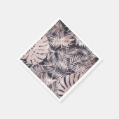 バラ金ゴールドピンクダークトロピカルパーム葉ツリー スタンダードカクテルナプキン (角)