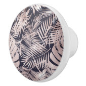 バラ金ゴールドピンクダークトロピカルパーム葉ツリー セラミックノブ (右)