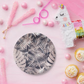 バラ金ゴールドピンクダークトロピカルパーム葉ツリー ペーパープレート (パーティー)