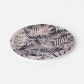 バラ金ゴールドピンクダークトロピカルパーム葉ツリー ペーパープレート (アングル)