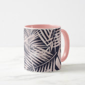 バラ金ゴールドピンクダークトロピカルパーム葉ツリー マグカップ (正面右)