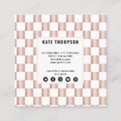 バラ金ゴールドピンクチェッカーボードパターンソーシャルメディア スクエア名刺 (裏面)