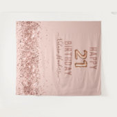 バラ金ゴールドピンクハッピーバースデータペストリー タペストリー (正面(横))