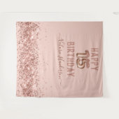 バラ金ゴールドピンクハッピー15th誕生日タペストリー タペストリー (正面(横))