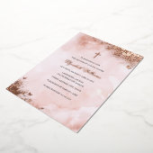 バラ金ゴールドピンクバタフライクロスガールバプテスマ 箔招待状 (回転した状態)