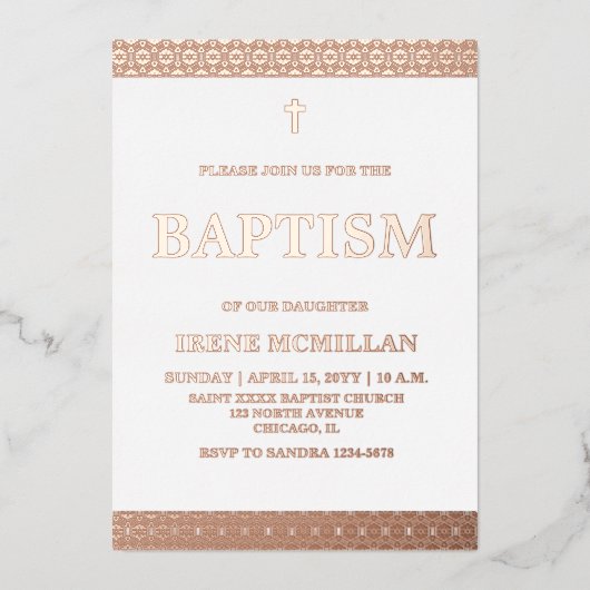 バラ金ゴールドピンクバティスフォイル招待状 箔招待状 (正面)