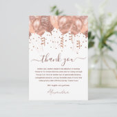 バラ金ゴールドピンクバルーン誕生日パーティー サンキューカード (スタンド正面)