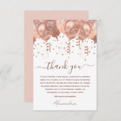 バラ金ゴールドピンクバルーン13thバースデーパーティー サンキューカード (正面/裏面)