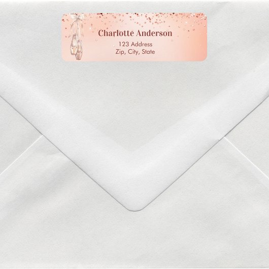 バラ金ゴールドピンクバレエバレリーナ差出人住所 ラベル