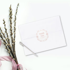 バラ金ゴールドピンクパペルピカドありがとう赤ちゃんシャワー ラウンドシール