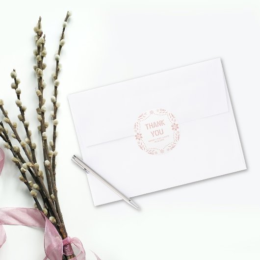 バラ金ゴールドピンクパペルピカドありがとう赤ちゃんシャワー ラウンドシール