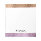 バラ金ゴールドピンクパープルスパークル ノートパッド (正面)