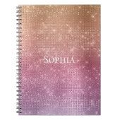 バラ金ゴールドピンクパープルスパークル ノートブック (正面)