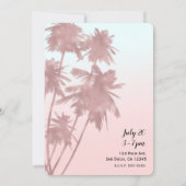バラ金ゴールドピンクパームズビーチグラデーションパームツリーズシック 招待状 (裏面)