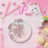 バラ金ゴールドピンクパームズビーチグラデーションパームツリーズ ペーパープレート (パーティー)