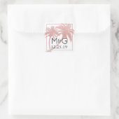 バラ金ゴールドピンクパームツリー結婚式の引き出物 スクエアシール (バッグ)