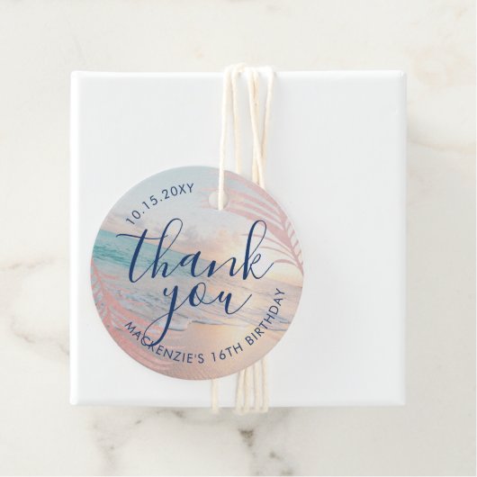 バラ金ゴールドピンクビーチ誕生日ありがとう フェイバータグ (インサイチュ)