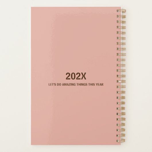 バラ金ゴールドピンクフェイクマーブルトレンディー年 プランナー手帳 (裏面)