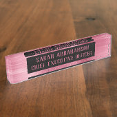 バラ金ゴールドピンクフォイルグラムデスクの看板プレート デスクネームプレート (側面)