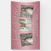 バラ金ゴールドピンクフォイルフォトコラージュ16誕生日 横断幕 (縦)