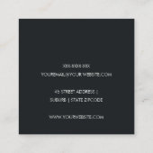 バラ金ゴールドピンクフォイルブラックブラシストロークモダン スクエア名刺 (裏面)