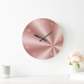 バラ金ゴールドピンクフォイルメタリックルックガーリーデコ ラージ壁時計 (ホーム)
