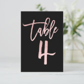 バラ金ゴールドピンクフォイルモダンスクリプトテーブル番号4 招待状 (スタンド正面)