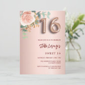 バラ金ゴールドピンクフローラグリーンリースウィート16 招待状 (スタンド正面)