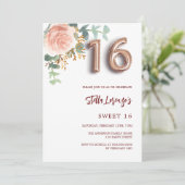 バラ金ゴールドピンクフローラグリーンリースウィート16 招待状 (スタンド正面)