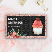 バラ金ゴールドピンクフローラストロベリーカップケーキベーカリー 名刺