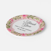 バラ金ゴールドピンクフローラリースサンキューベイビーシャワー ペーパープレート (アングル)