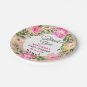 バラ金ゴールドピンクフローラリースサンキューベイビーシャワー ペーパープレート (アングル)