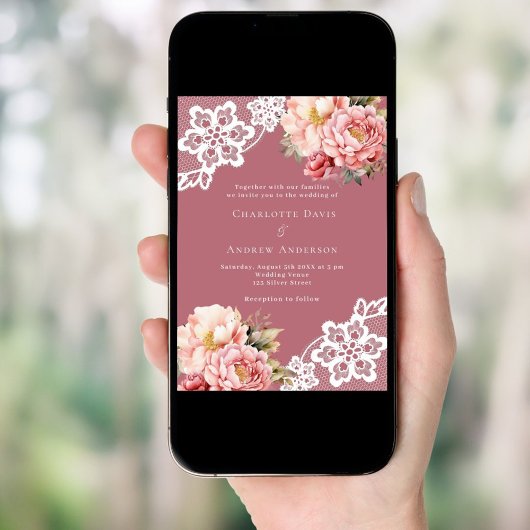 バラ金ゴールドピンクフローラレ結婚ース 招待状