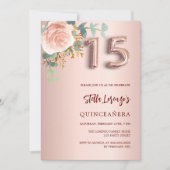 バラ金ゴールドピンクフローラ緑キンセアニェラ 招待状 (正面)