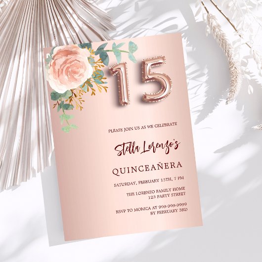 バラ金ゴールドピンクフローラ緑キンセアニェラ 招待状