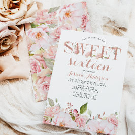 バラ金ゴールドピンクフローラSweet sixteen 招待状
