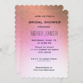 バラ金ゴールドピンクブライダルシャワー 招待状 (正面/裏面)