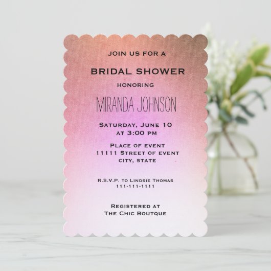 バラ金ゴールドピンクブライダルシャワー 招待状 (スタンド正面)