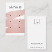 バラ金ゴールドピンクブラシストローク3スタッドイヤリングディスプレイ 名刺 (正面/裏面)