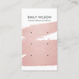 バラ金ゴールドピンクブラシストローク3スタッドイヤリングディスプレイ 名刺