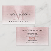 バラ金ゴールドピンクブラシ仕上げ金属モノグラエレガントム 名刺 (正面/裏面)