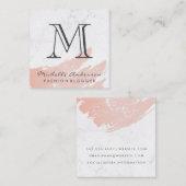 バラ金ゴールドピンクブラシ |大理石 |モノグラクラシックム スクエア名刺 (正面/裏面)