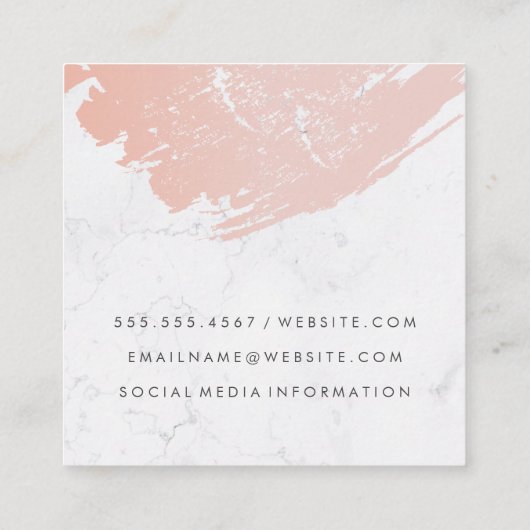 バラ金ゴールドピンクブラシ |大理石 |モノグラクラシックム スクエア名刺 (裏面)
