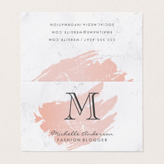 バラ金ゴールドピンクブラシ |大理石 |モノグラクラシックム 名刺 (外部フラット)