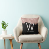 バラ金ゴールドピンクブラックガーリーグリッターダストモノグラム クッション (椅子)