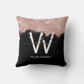 バラ金ゴールドピンクブラックガーリーグリッターダストモノグラム クッション (裏面)