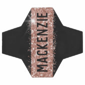 バラ金ゴールドピンクブラックスパークリーストライプモノグラム名 サッカーボール (フラット)